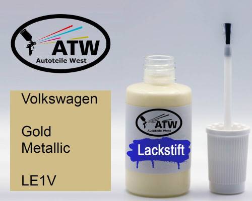 Volkswagen, Gold Metallic, LE1V: 20ml Lackstift, von ATW Autoteile West.